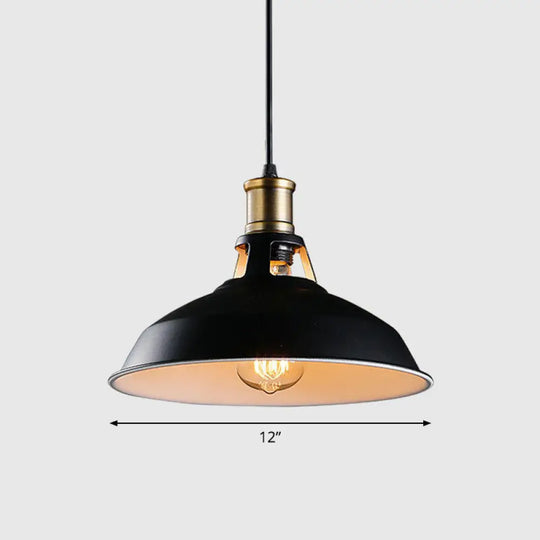 Sleek Iron Dome Pendant Light Fixture With Simplicity Design - Ideal For Restaurants (1 Bulb) Black