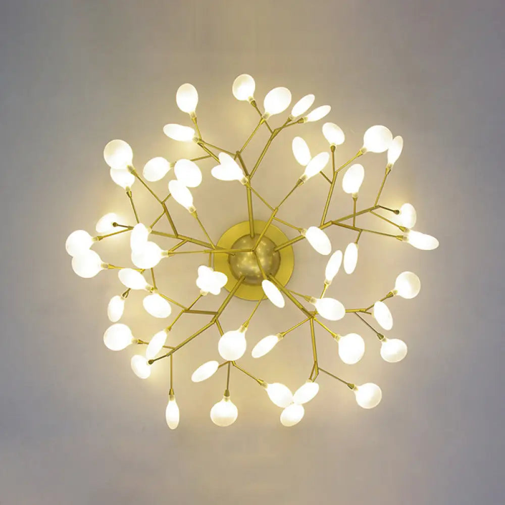 Sleek Led Branch Ceiling Chandelier For Modern Living Rooms 54 / Gold