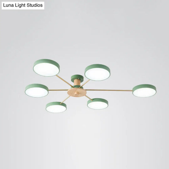 Sleek Led Ceiling Light: Minimalistic Molecule Design | Acrylic Living Room Chandelier 6 / Green