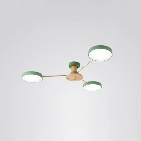 Sleek Led Ceiling Light: Minimalistic Molecule Design | Acrylic Living Room Chandelier 3 / Green