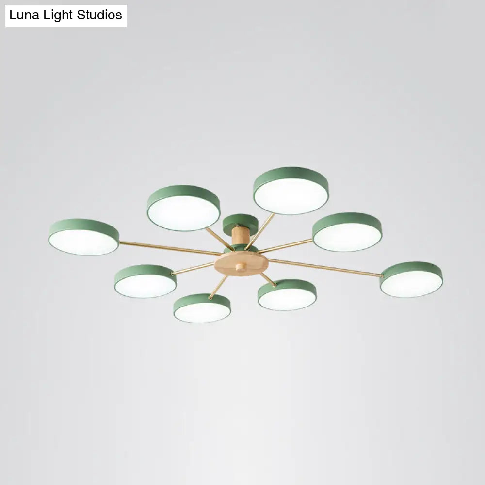Sleek Led Ceiling Light: Minimalistic Molecule Design | Acrylic Living Room Chandelier 8 / Green
