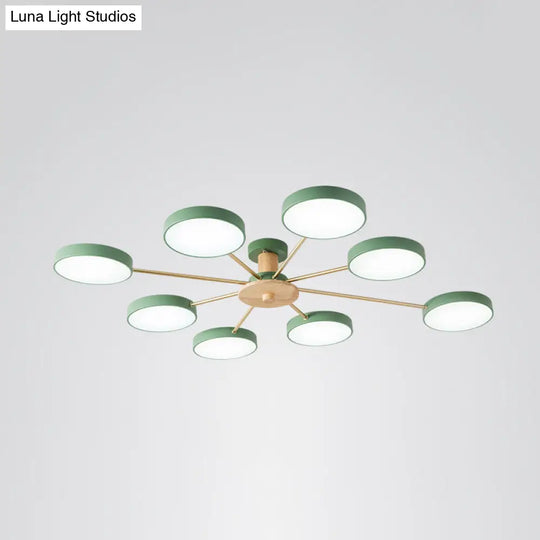 Sleek Led Ceiling Light: Minimalistic Molecule Design | Acrylic Living Room Chandelier 8 / Green