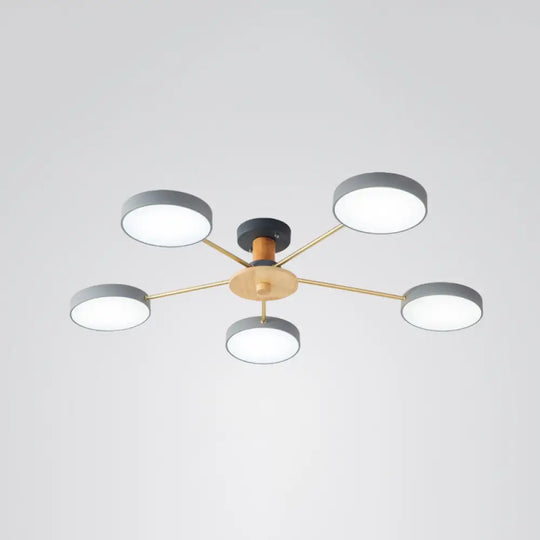 Sleek Led Ceiling Light: Minimalistic Molecule Design | Acrylic Living Room Chandelier 5 / Grey