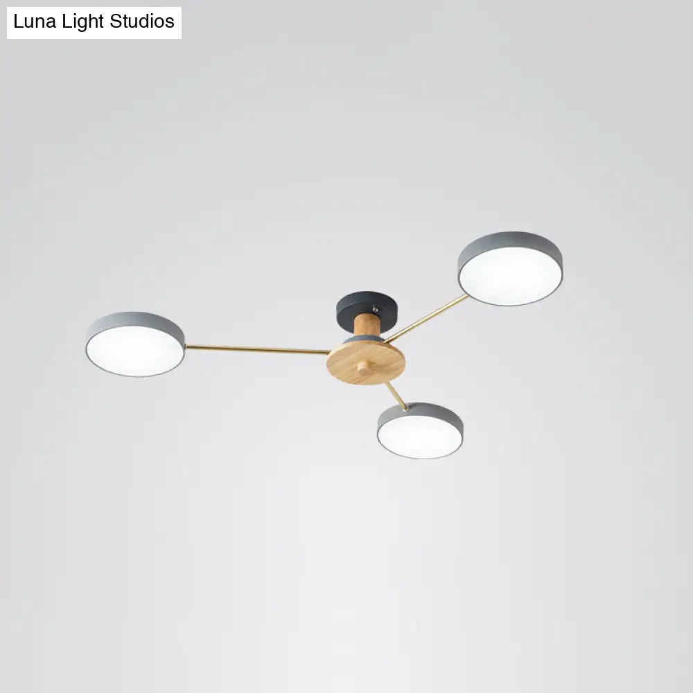 Sleek Led Ceiling Light: Minimalistic Molecule Design | Acrylic Living Room Chandelier 3 / Grey
