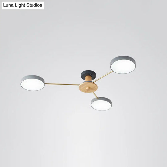 Sleek Led Ceiling Light: Minimalistic Molecule Design | Acrylic Living Room Chandelier 3 / Grey