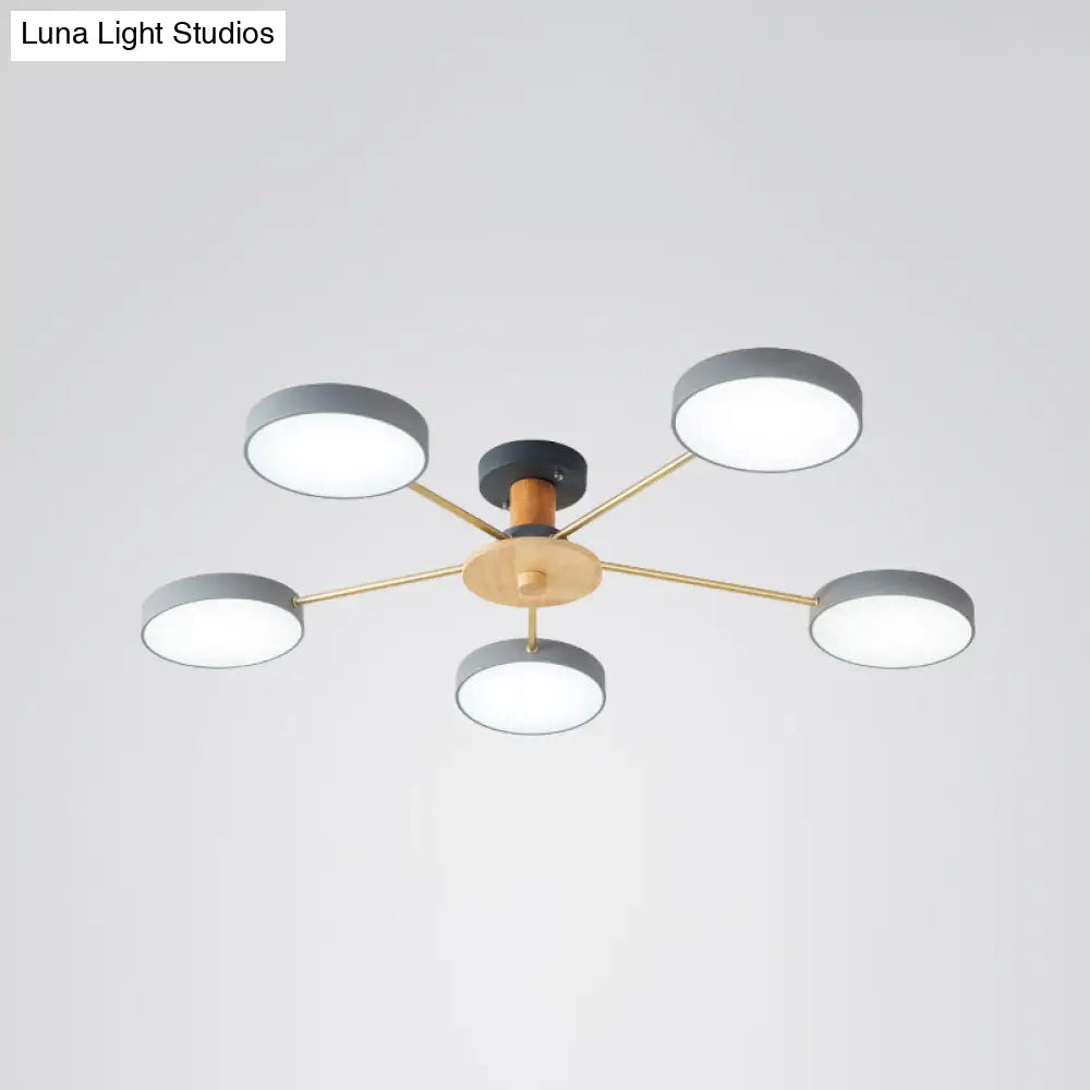 Sleek Led Ceiling Light: Minimalistic Molecule Design | Acrylic Living Room Chandelier 5 / Grey