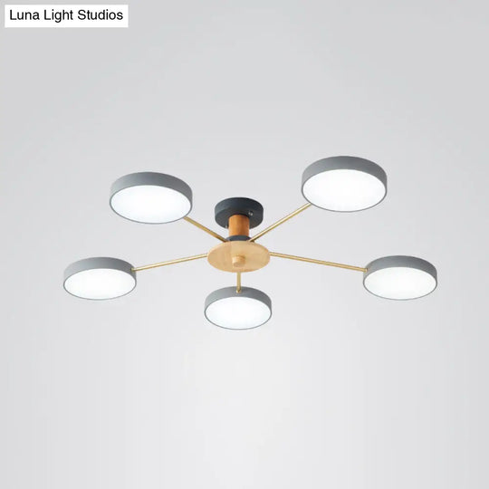 Sleek Led Ceiling Light: Minimalistic Molecule Design | Acrylic Living Room Chandelier 5 / Grey