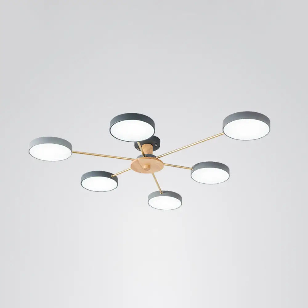 Sleek Led Ceiling Light: Minimalistic Molecule Design | Acrylic Living Room Chandelier 6 / Grey