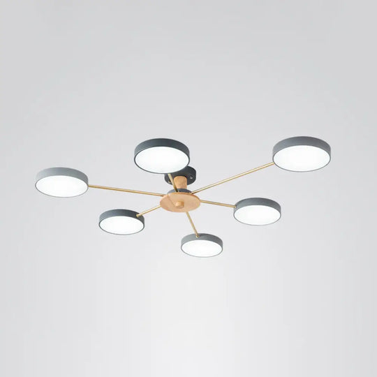 Sleek Led Ceiling Light: Minimalistic Molecule Design | Acrylic Living Room Chandelier 6 / Grey