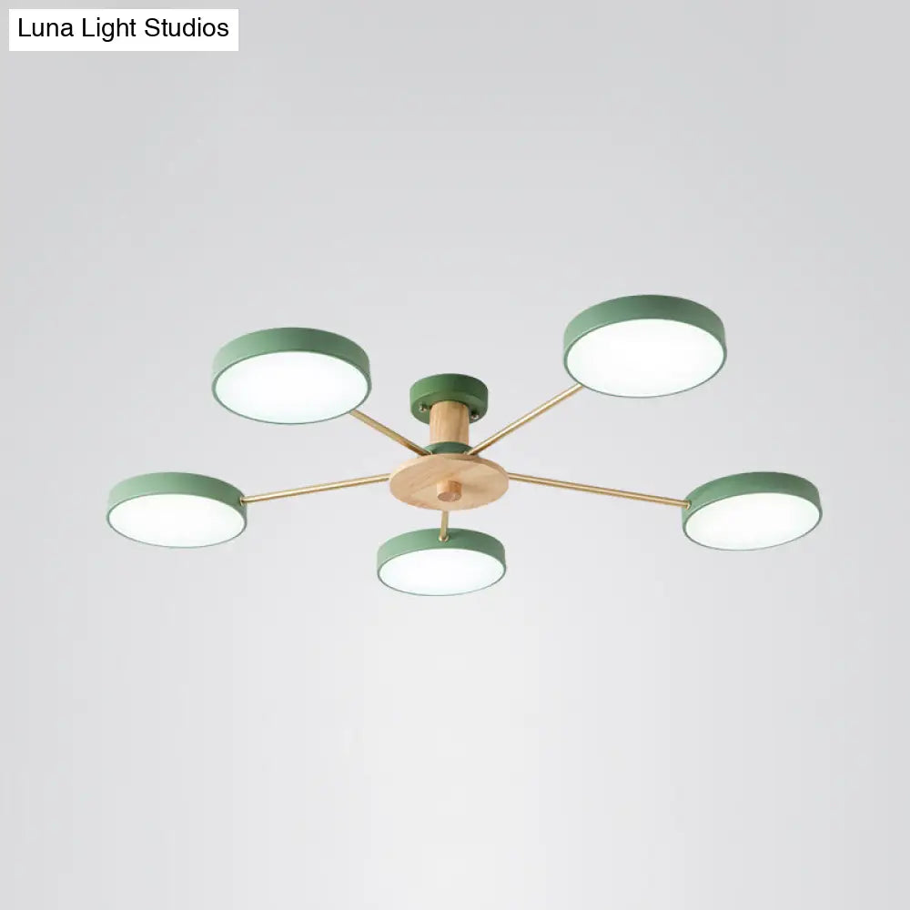 Sleek Led Ceiling Light: Minimalistic Molecule Design | Acrylic Living Room Chandelier 5 / Green