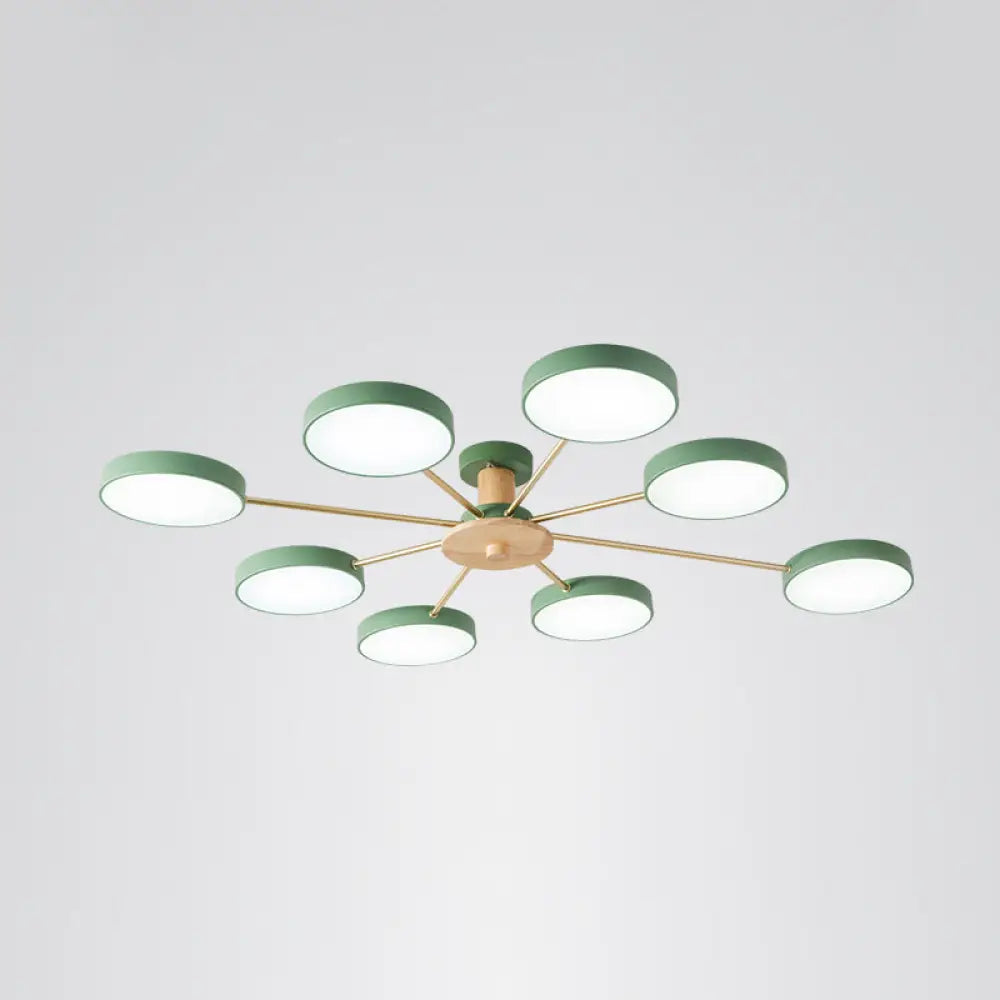 Sleek Led Ceiling Light: Minimalistic Molecule Design | Acrylic Living Room Chandelier 8 / Green