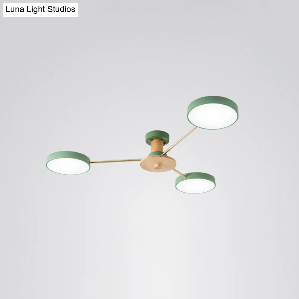 Sleek Led Ceiling Light: Minimalistic Molecule Design | Acrylic Living Room Chandelier 3 / Green
