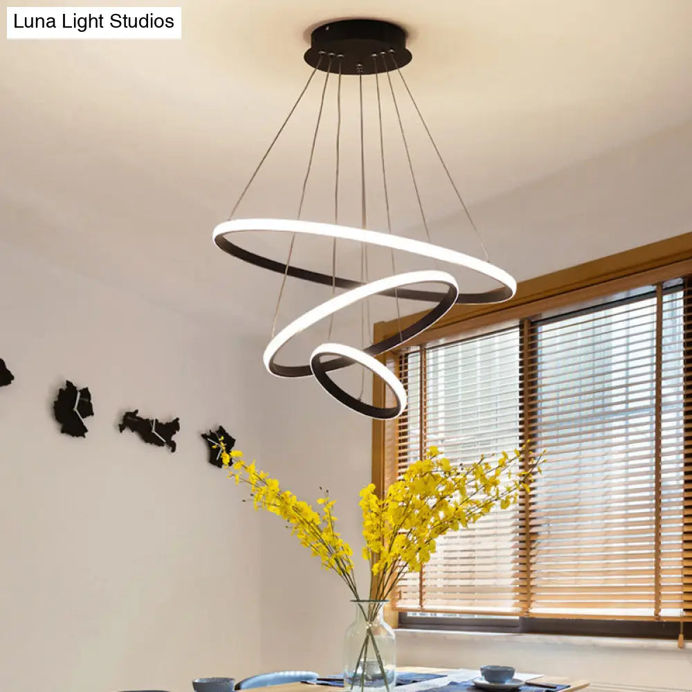 Sleek Led Ceiling Suspension Lamp: Minimalist Acrylic Chandelier For Dining Room