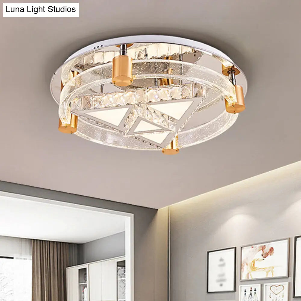 Sleek Led Chrome Ceiling Flush Lighting With Minimalist Triangle/Star Design - Semi Mount