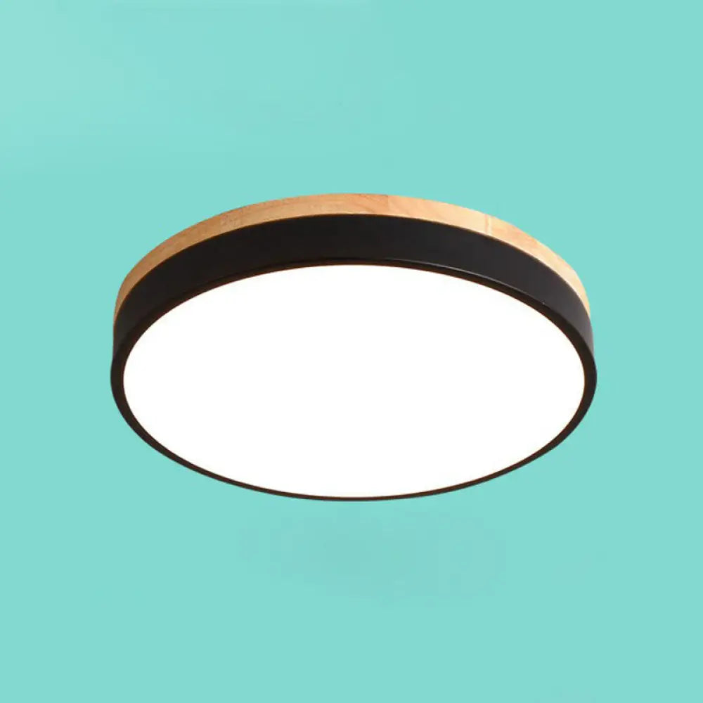 Sleek Led Circle Flush Mount Bedroom Lighting With Acrylic Shade Black / 12’