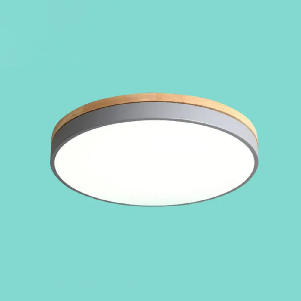 Sleek Led Circle Flush Mount Bedroom Lighting With Acrylic Shade Grey / 12’
