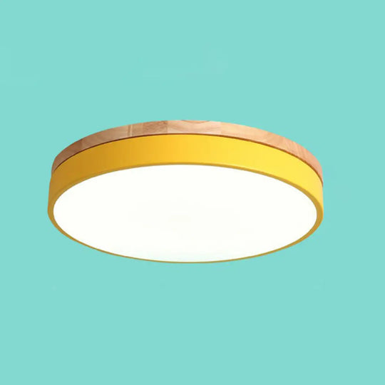 Sleek Led Circle Flush Mount Bedroom Lighting With Acrylic Shade Yellow / 12’