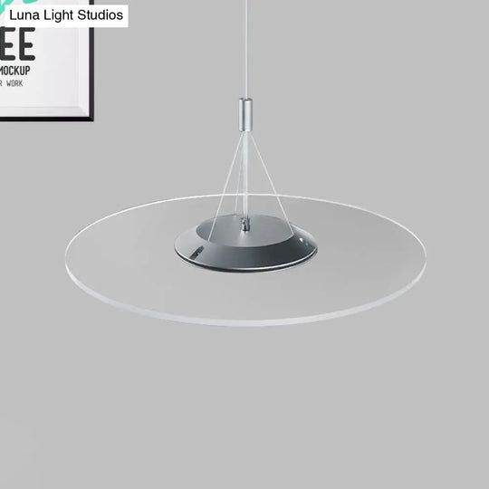 Sleek Led Acrylic Pendant Ceiling Light For Dining Room - Clear Disc Design