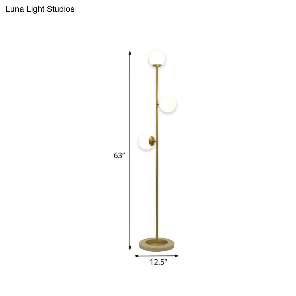 Sleek Led Floor Reading Lamp With Brass Stand Perfect Lighting For Living Room