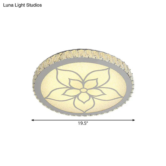 Sleek Led Flush Mount Ceiling Light With Crystal Rectangle Shade