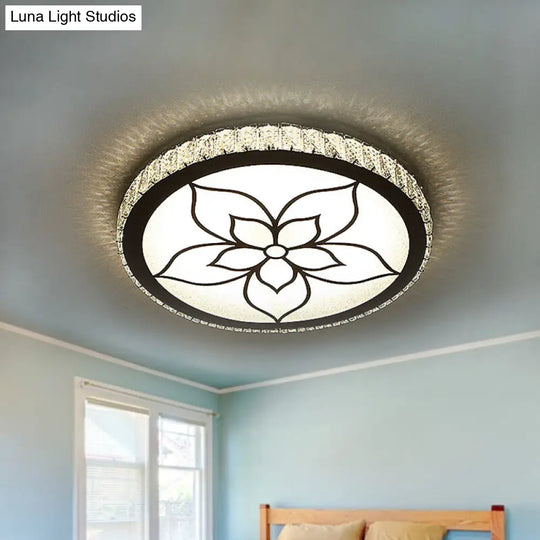 Sleek Led Flush Mount Ceiling Light With Crystal Rectangle Shade Chrome