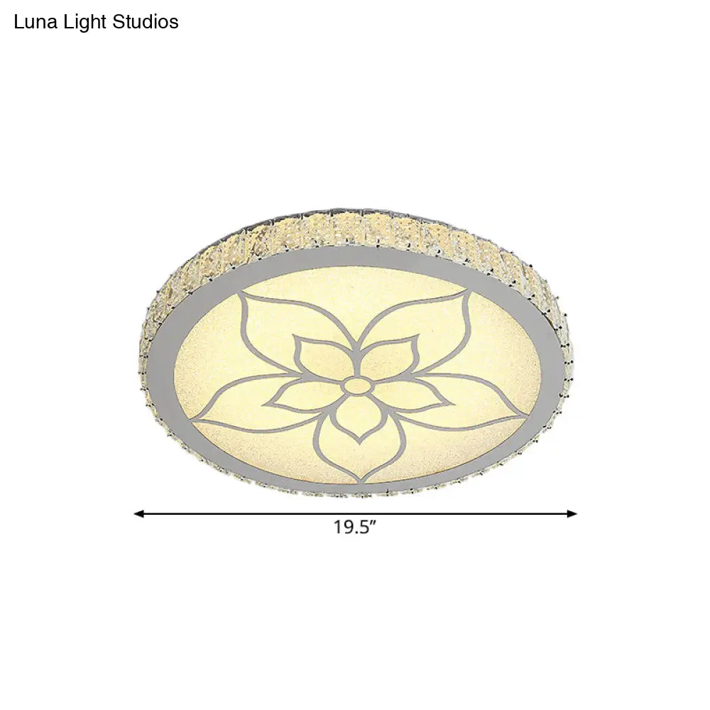 Sleek Led Flush Mount Ceiling Light With Crystal Rectangle Shade