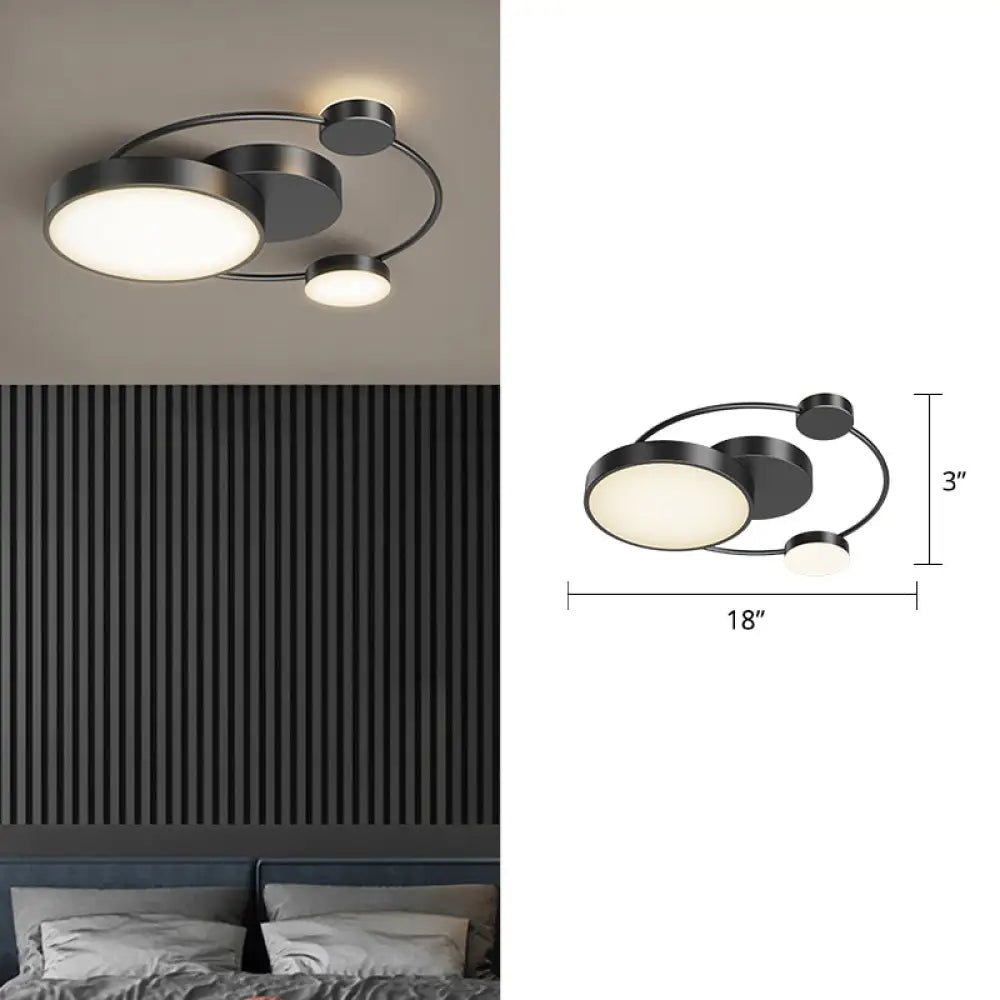 Sleek Led Flush Mount Ceiling Light With Orbit - Inspired Design And Acrylic Shade Black / White