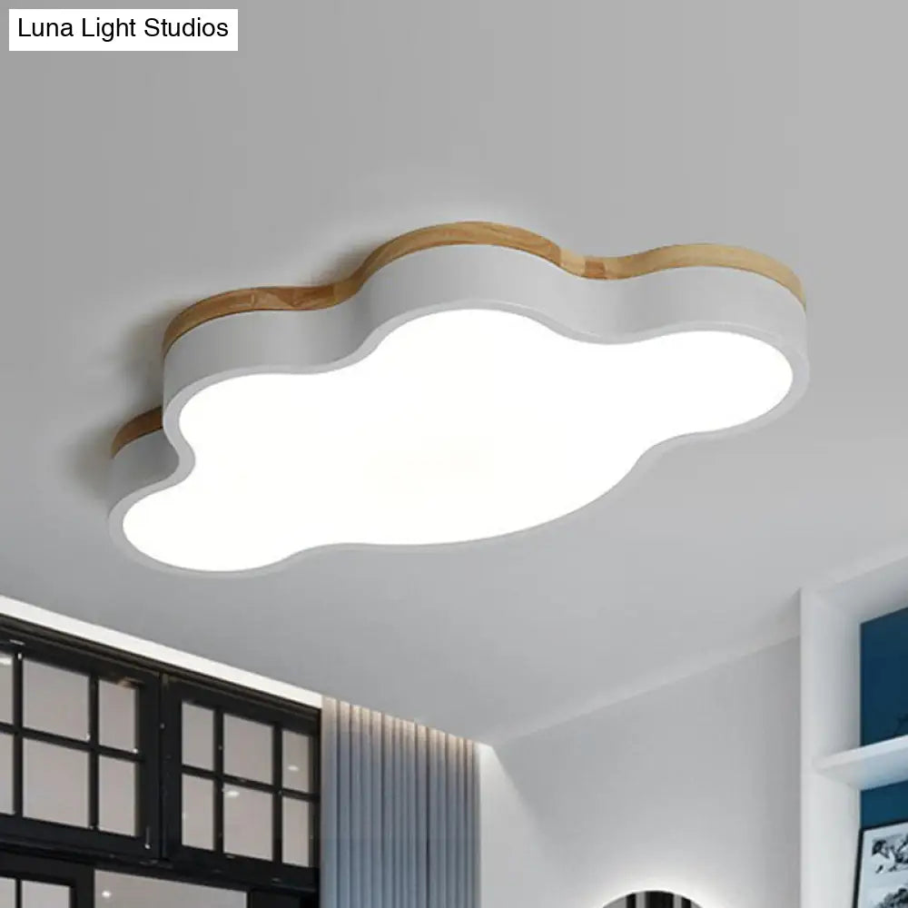 Sleek Led Flush Mount For Kids Bedroom: Cloud Acrylic Fixture White / Small