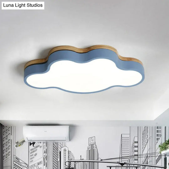 Sleek Led Flush Mount For Kids Bedroom: Cloud Acrylic Fixture Blue / Small White