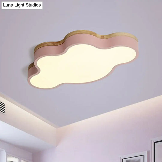 Sleek Led Flush Mount For Kids Bedroom: Cloud Acrylic Fixture Pink / Small White