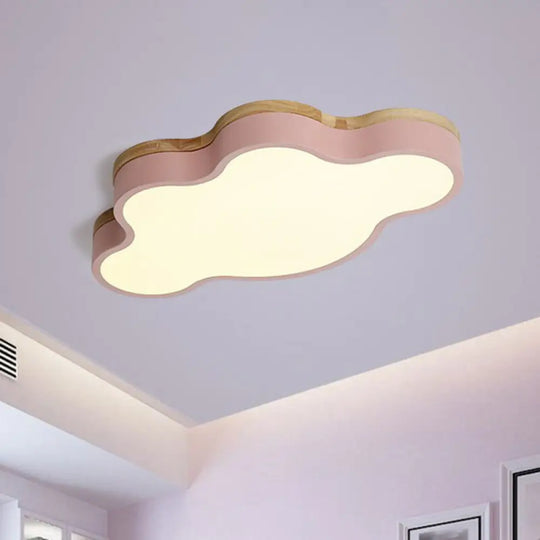 Sleek Led Flush Mount For Kids’ Bedroom: Cloud Acrylic Fixture Pink / Small White