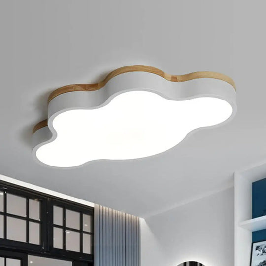 Sleek Led Flush Mount For Kids’ Bedroom: Cloud Acrylic Fixture White / Small