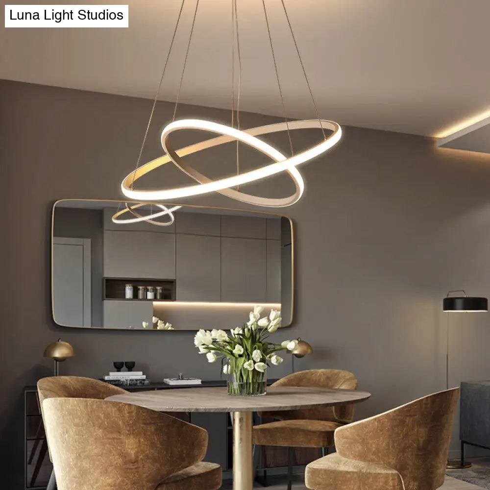 Sleek Led White Loop Ceiling Chandelier With Acrylic Shade