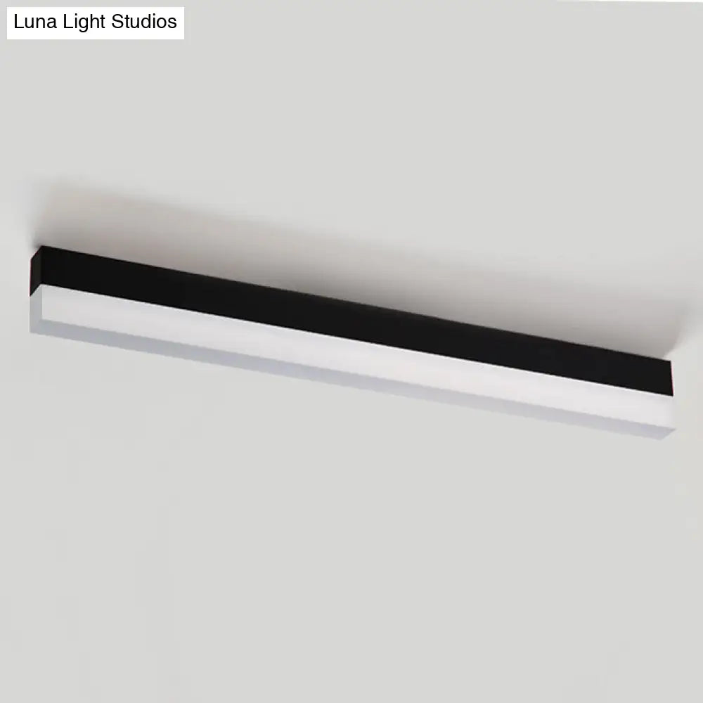 Sleek Led Office Flush Mount: Contemporary Black/Yellow Slim Linear Metal Lamp