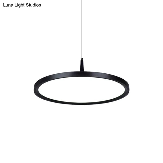 Led Office Pendant Lamp - Modern Simplicity White/Black Ceiling Light Fixture In Multiple Sizes