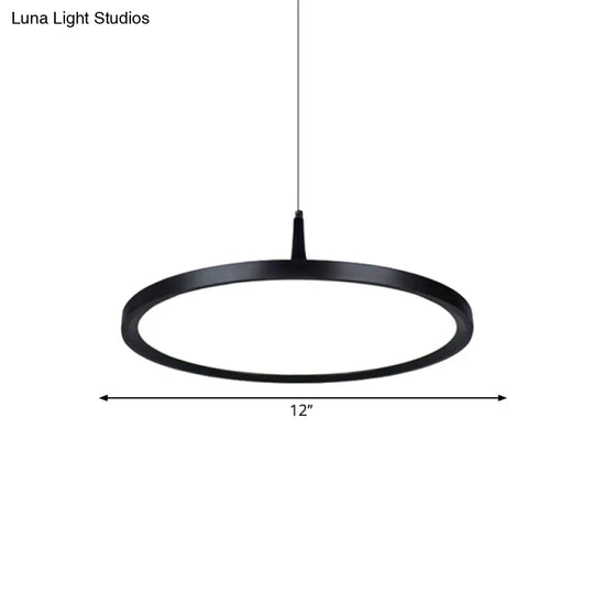 Led Office Pendant Lamp - Modern Simplicity White/Black Ceiling Light Fixture In Multiple Sizes