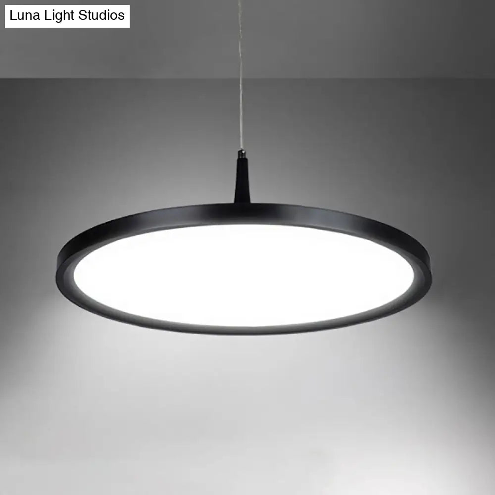 Led Office Pendant Lamp - Modern Simplicity White/Black Ceiling Light Fixture In Multiple Sizes