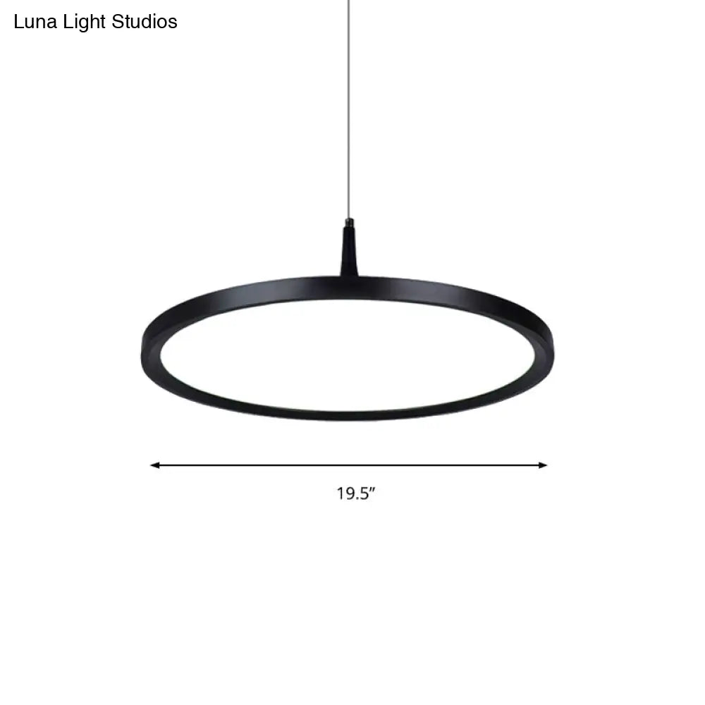 Led Office Pendant Lamp - Modern Simplicity White/Black Ceiling Light Fixture In Multiple Sizes