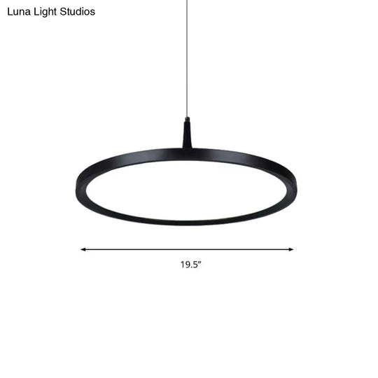 Led Office Pendant Lamp - Modern Simplicity White/Black Ceiling Light Fixture In Multiple Sizes