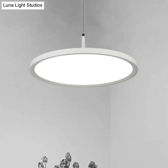 Led Office Pendant Lamp - Modern Simplicity White/Black Ceiling Light Fixture In Multiple Sizes