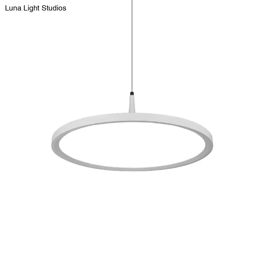 Led Office Pendant Lamp - Modern Simplicity White/Black Ceiling Light Fixture In Multiple Sizes