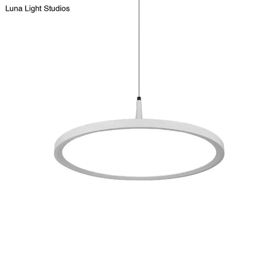 Led Office Pendant Lamp - Modern Simplicity White/Black Ceiling Light Fixture In Multiple Sizes