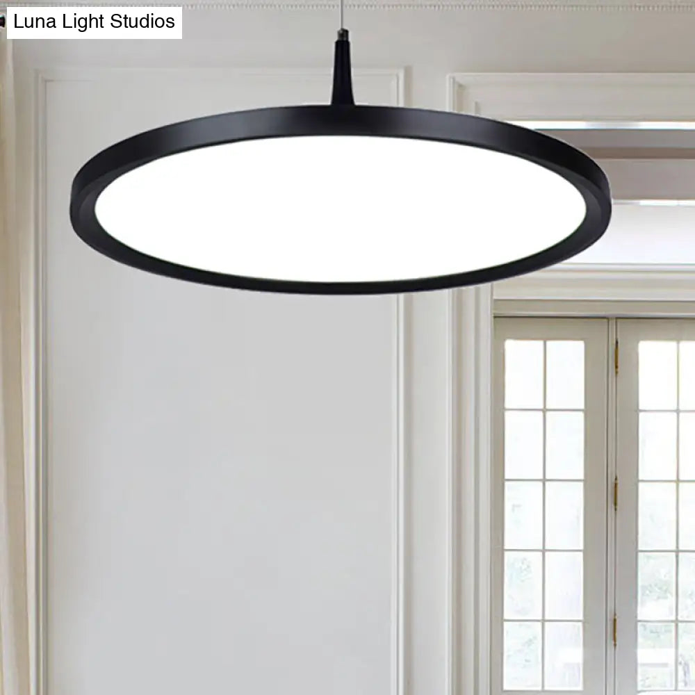 Led Office Pendant Lamp - Modern Simplicity White/Black Ceiling Light Fixture In Multiple Sizes