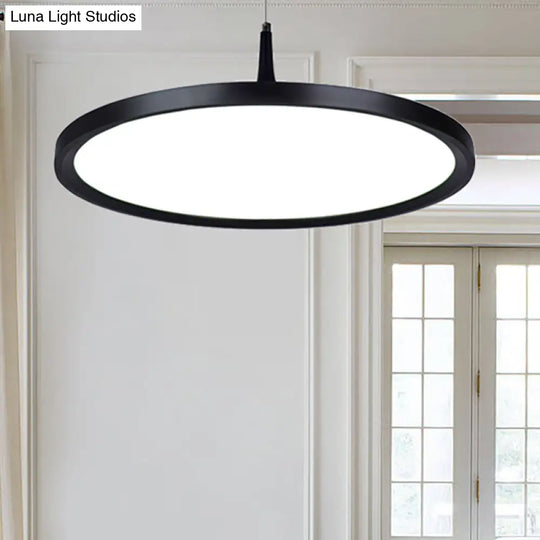 Led Office Pendant Lamp - Modern Simplicity White/Black Ceiling Light Fixture In Multiple Sizes