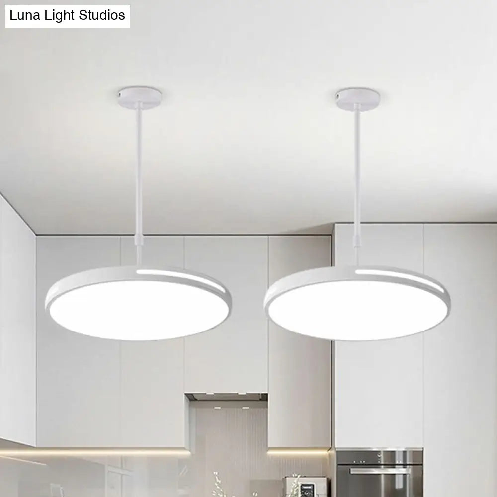 Sleek Led Pendant Chandelier - Circular Acrylic Meeting Room Light Fixture