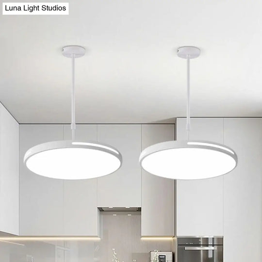 Sleek Led Pendant Chandelier - Circular Acrylic Meeting Room Light Fixture