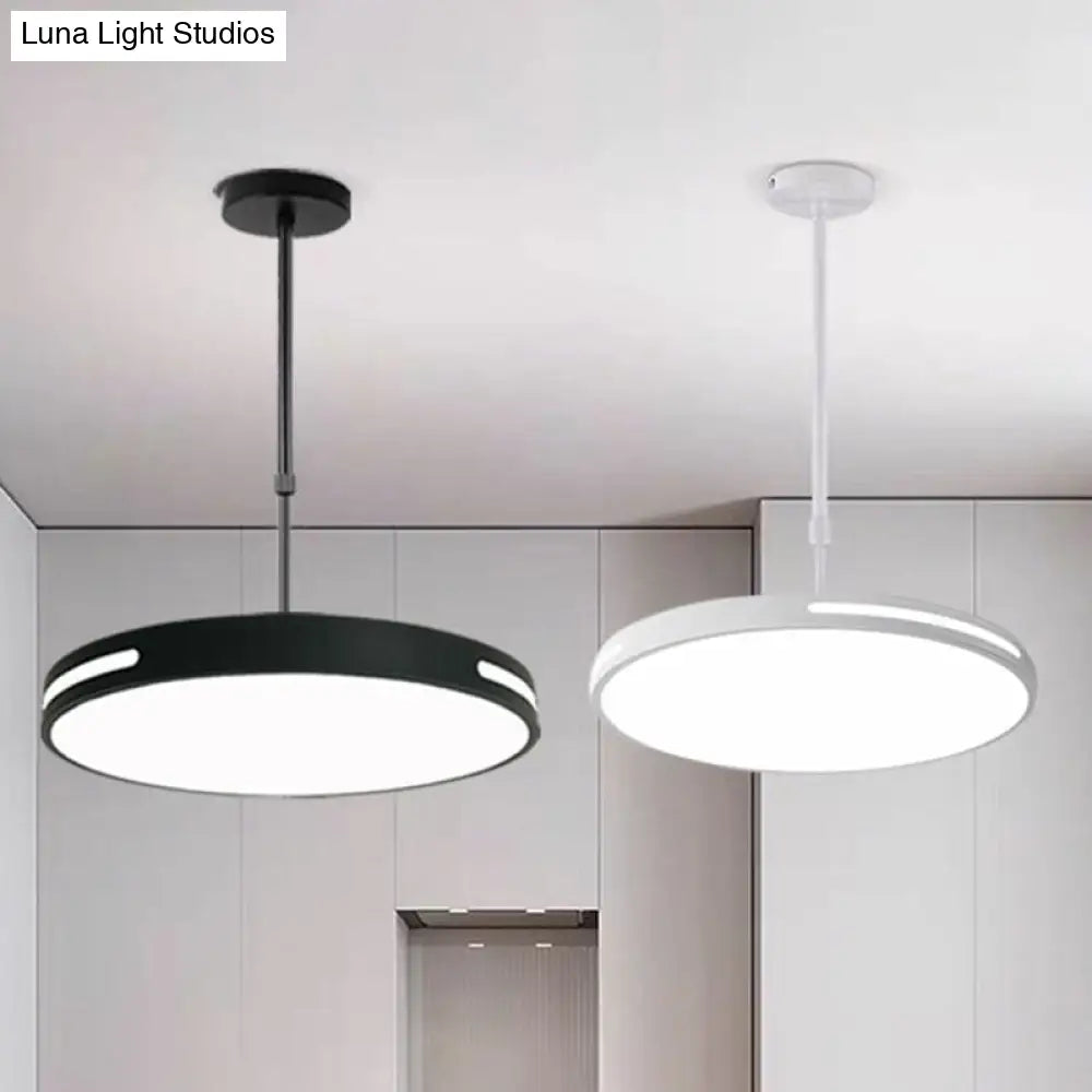 Sleek Led Pendant Chandelier - Circular Acrylic Meeting Room Light Fixture