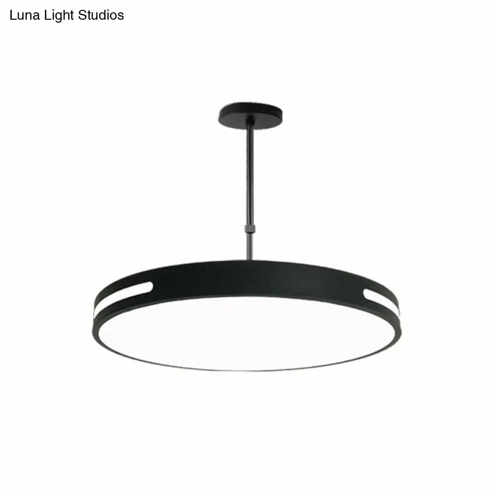 Sleek Led Pendant Chandelier - Circular Acrylic Meeting Room Light Fixture