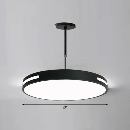 Sleek Led Pendant Chandelier - Circular Acrylic Meeting Room Light Fixture Black / 12’ Third Gear