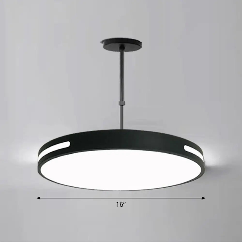 Sleek Led Pendant Chandelier - Circular Acrylic Meeting Room Light Fixture Black / 16’ White